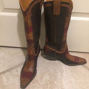 BCBG Snakeskin Cowboy Boots